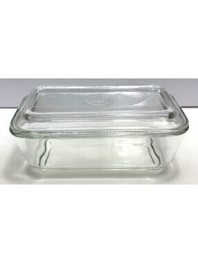Vtg Duralex French Ribbed Glass Lidded Covered Butter Dish Clear France